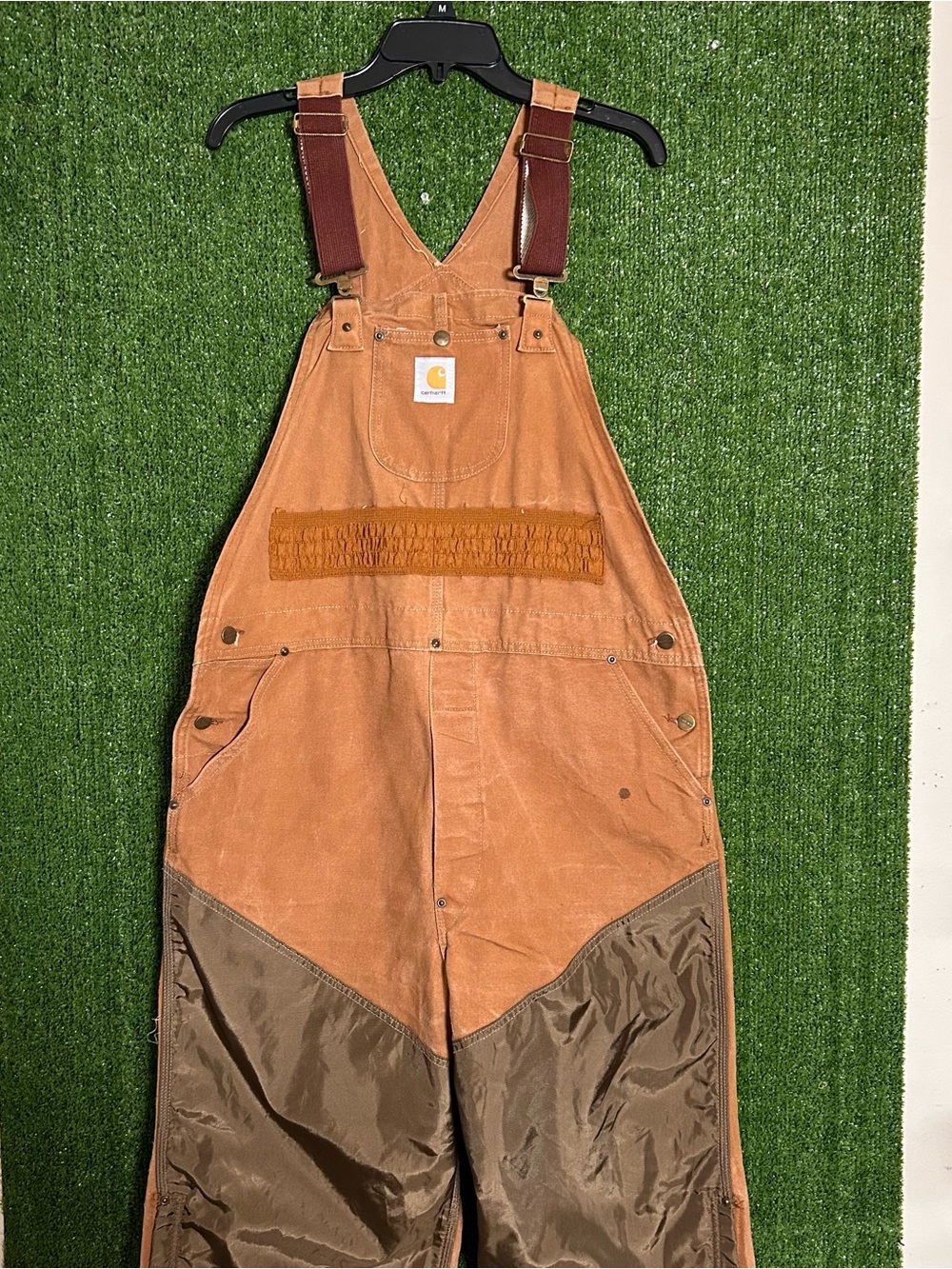 Vintage Carhartt Hunting Bib Overalls Tan Brown USA Made BU256 Men’s 40X32 C22
